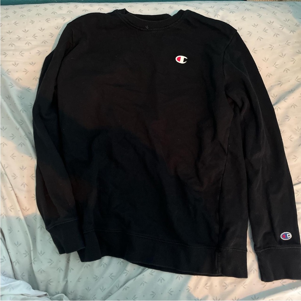 Champion Black Crewneck Sweatshirt with Small Logo